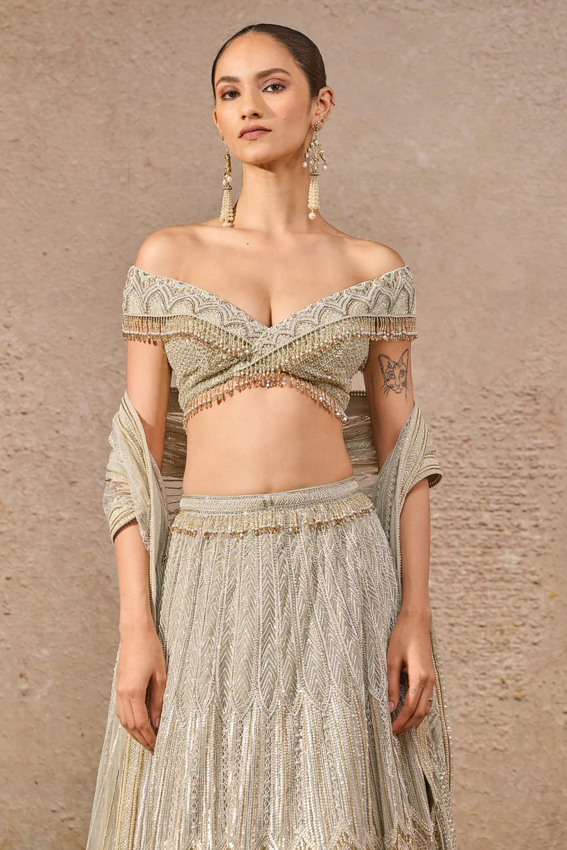 Hand Embroidered Sequin Lehenga - Image 5
