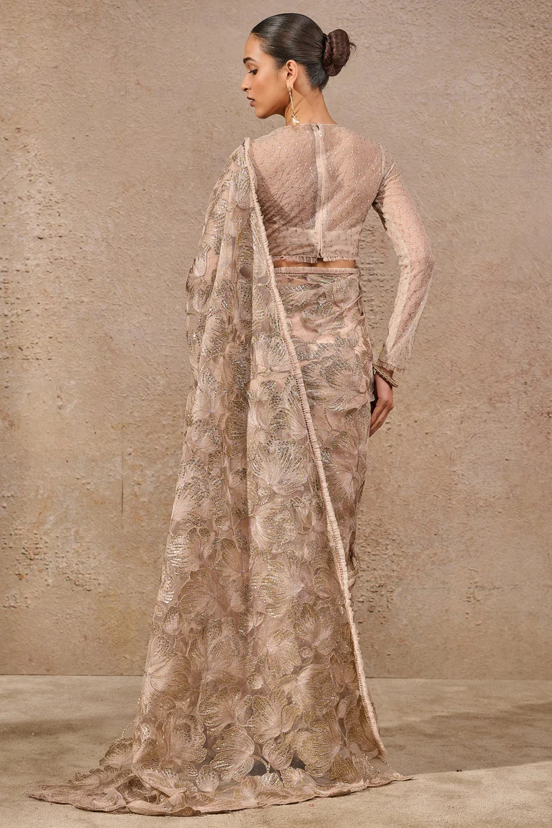 Floral Embroidered Saree - Image 4