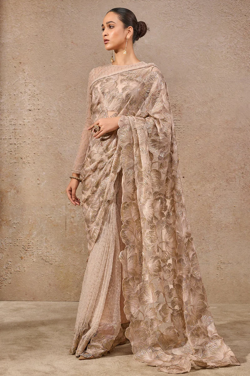 Floral Embroidered Saree - Image 2