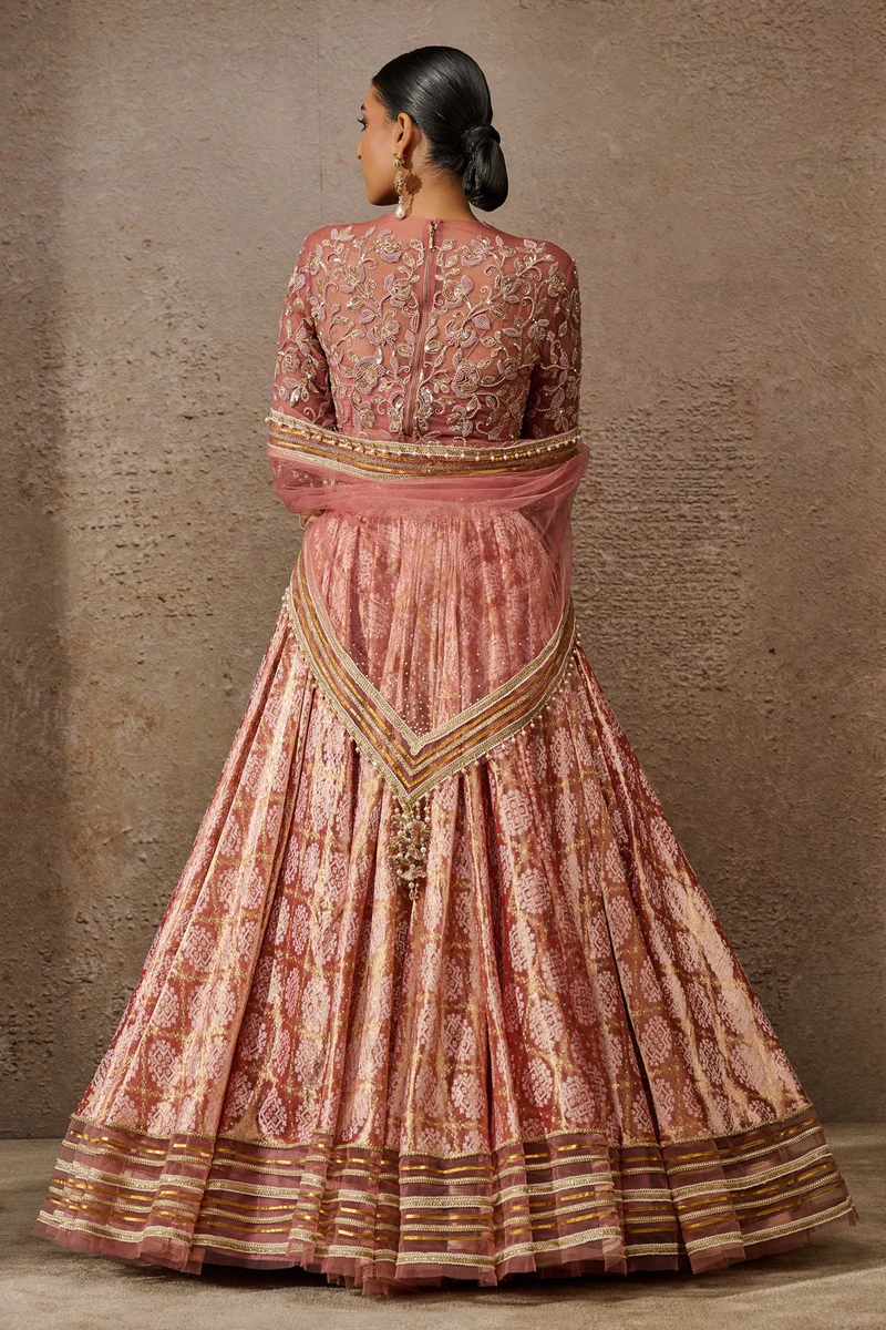 Rose-Gold Textile Lehenga - Image 2