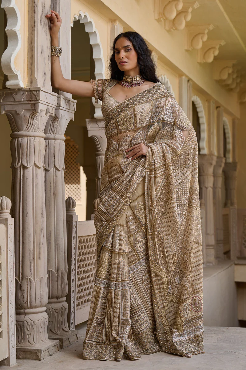 Sequin Embroidered Saree - Image 2