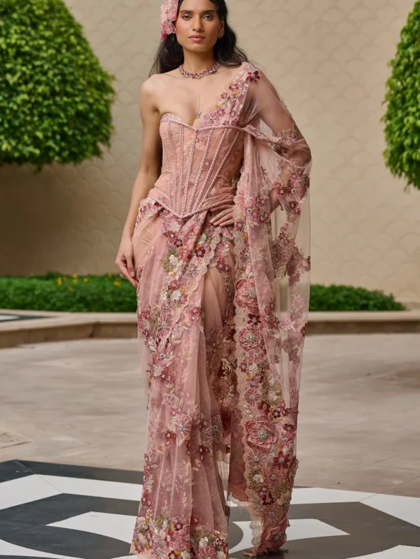 Saree with Crystal Corset