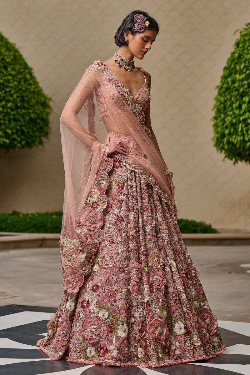 Floral Classic Embroidered Lehenga - Image 4