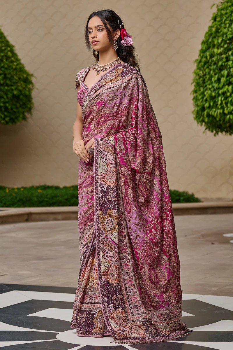 Kashida Embroidered Saree - Image 4