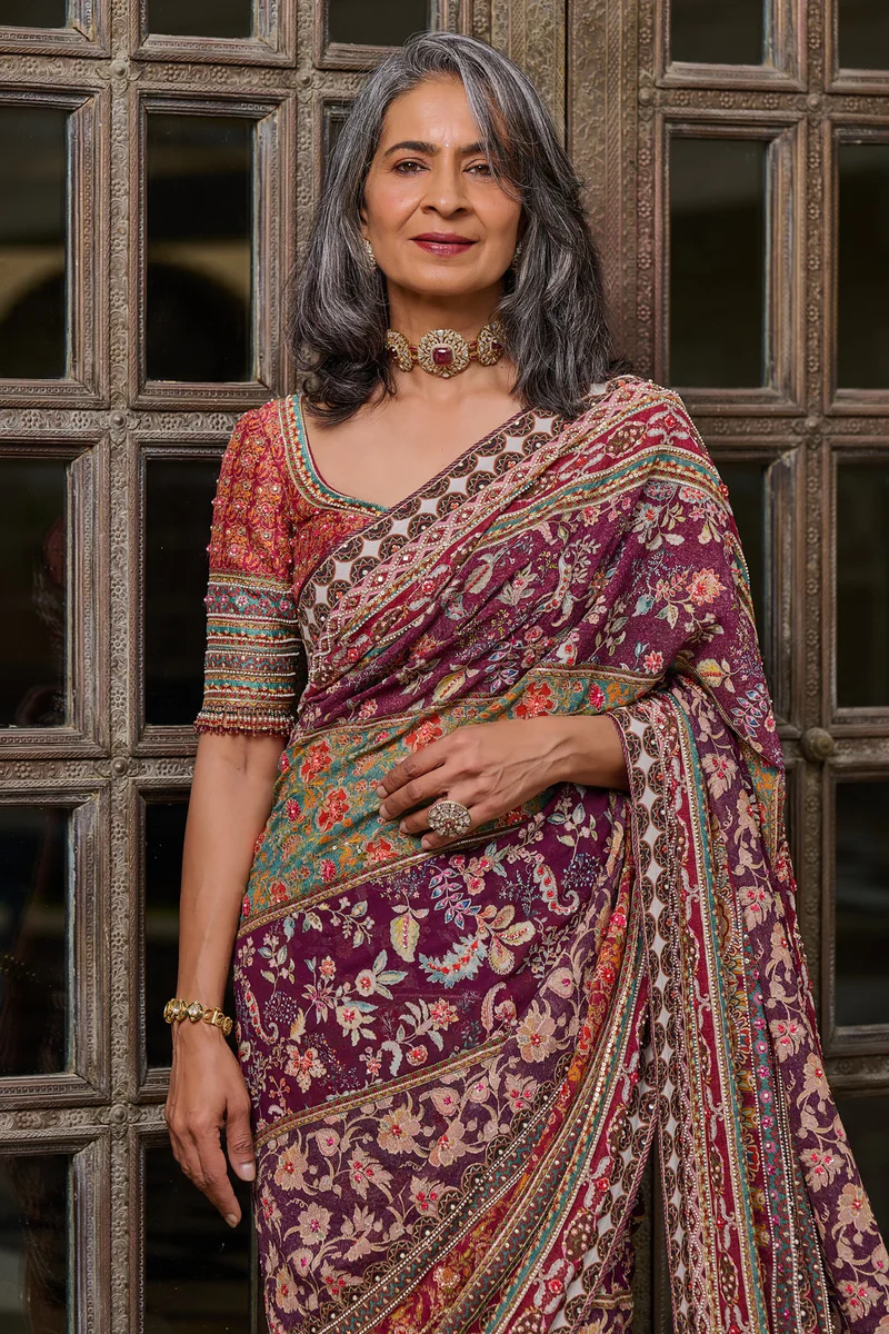 Kashida Embroidered Saree - Image 3