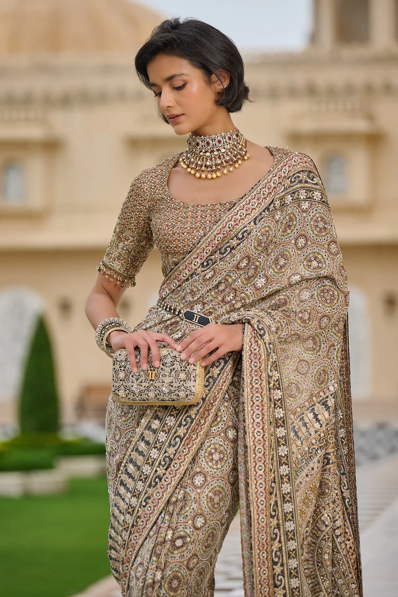 Kashida Georgette Embroidered Saree - Image 3