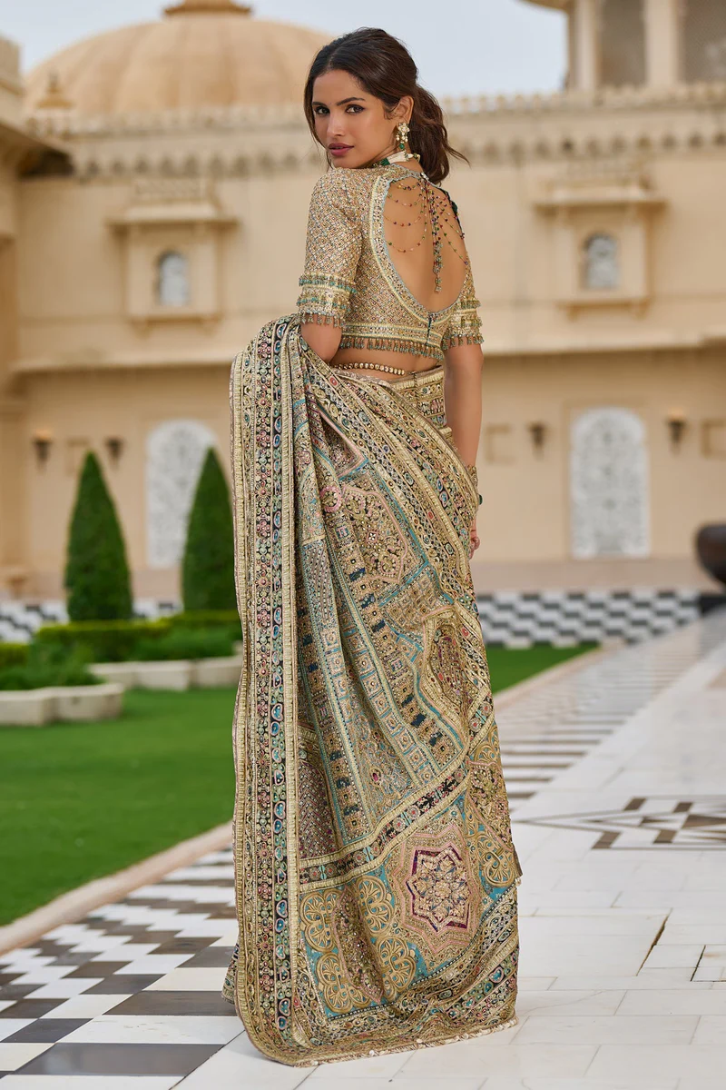 Byzantium-Inspired Painted Saree - Image 2