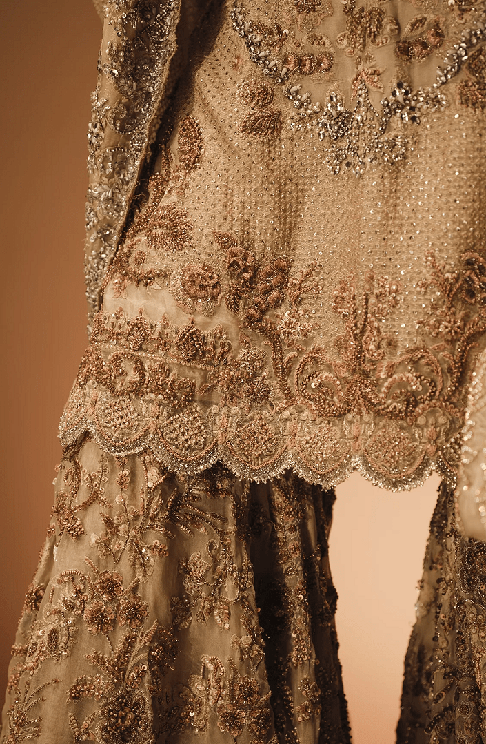 Shirt in French Beige Paired with a Farshi Gharara - Image 3