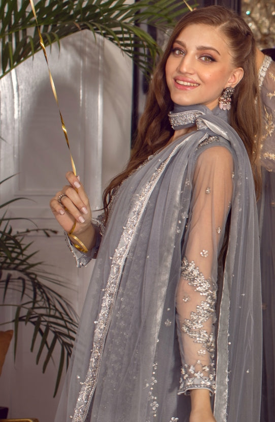 Open Shirt Paired with a Dupatta and Azar Pants - Image 5