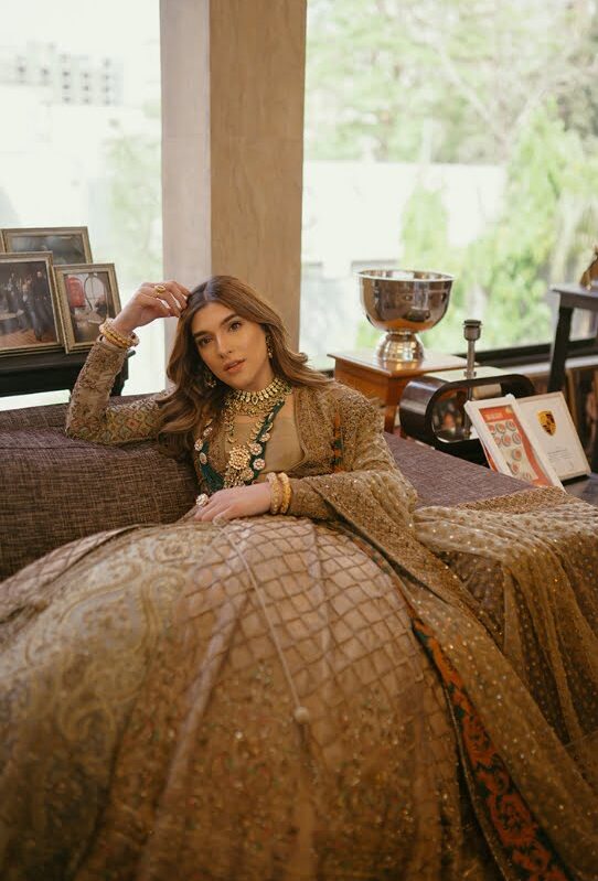 Front-open Gown with a Lehenga