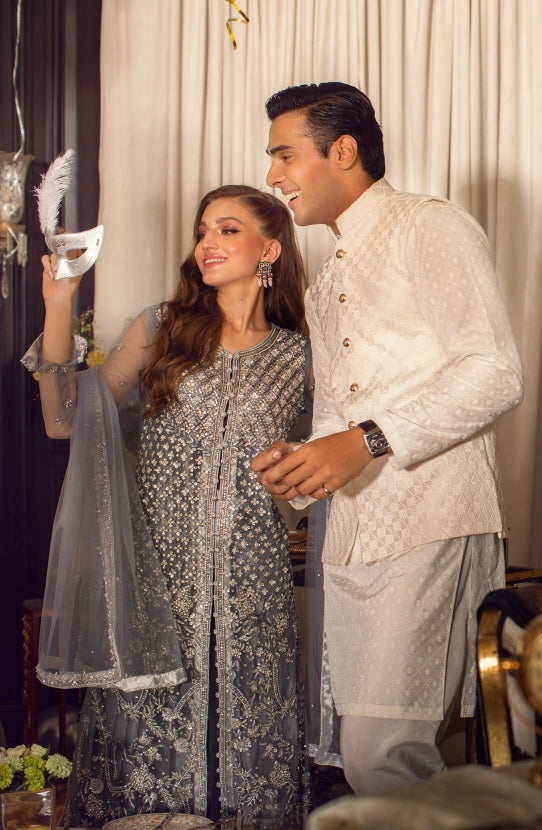 Open Shirt Paired with a Dupatta and Azar Pants - Image 3